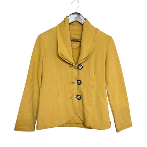 Neon Buddha Mustard Chunky Button Front Blazer Jacket Size S - Picture 2 of 7